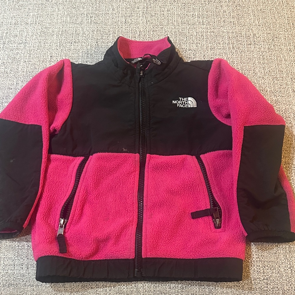 The North Face kids Pink and Black fleece jacket